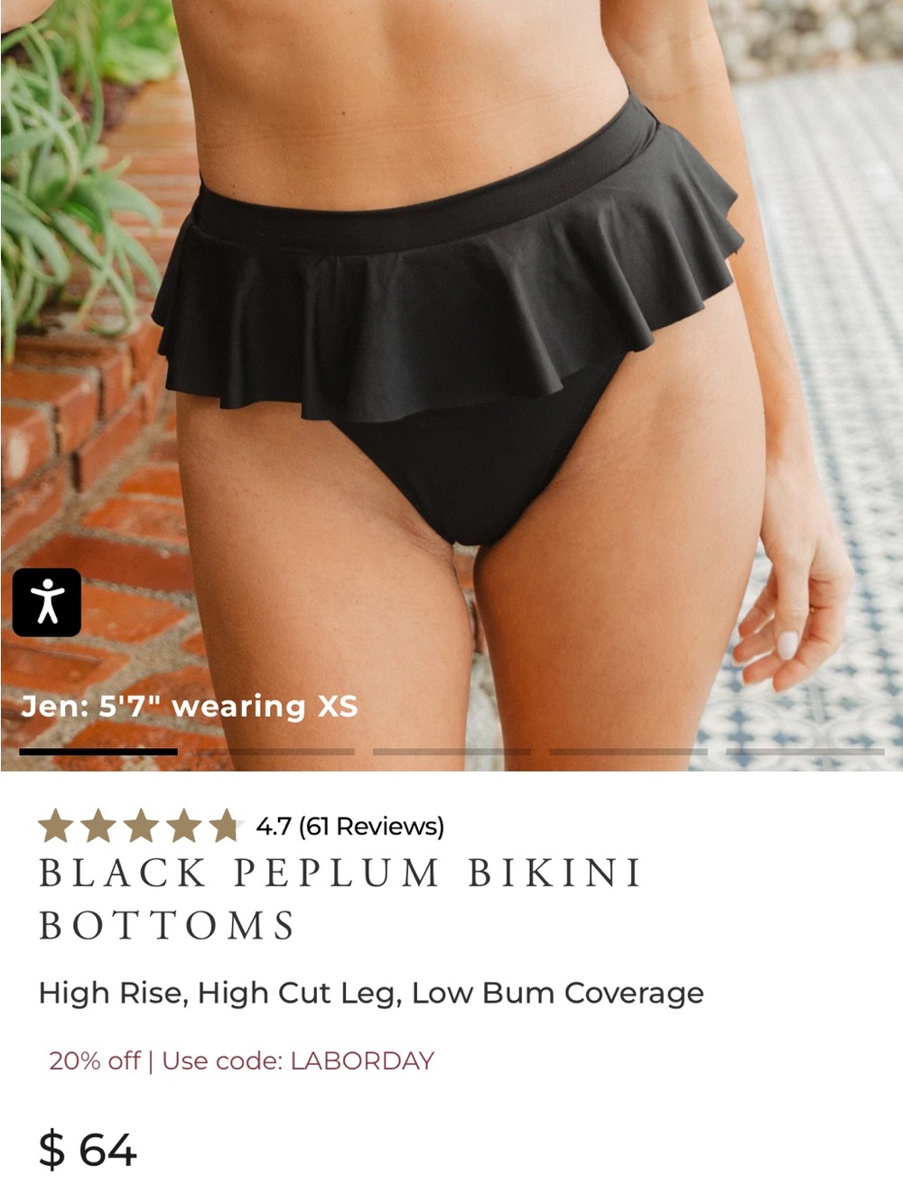Albion Black Ruffle Bikini Bottom